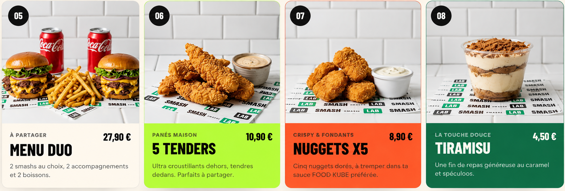 Menu Duo avec deux smash burgers, frites et boissons